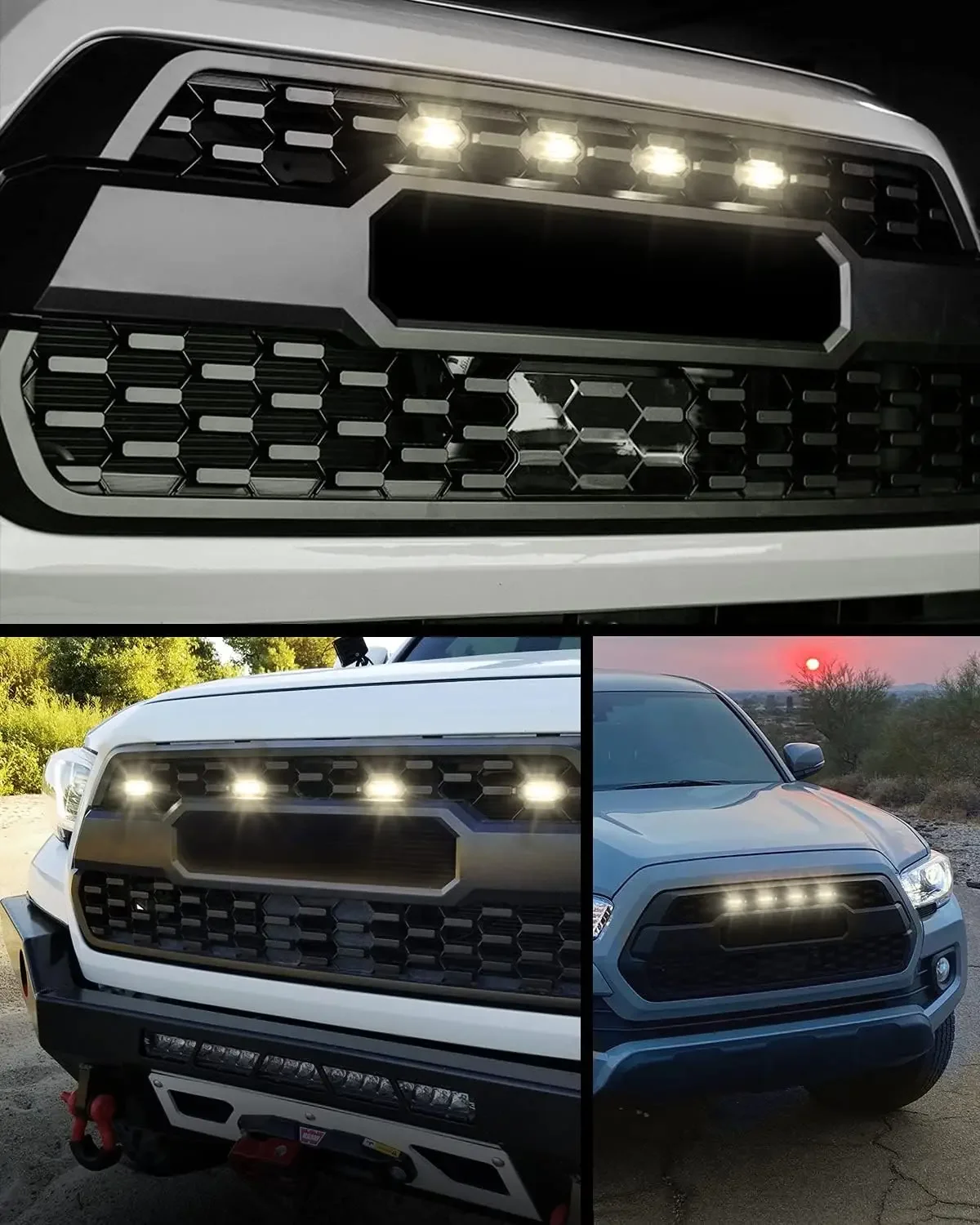 4 Stuks Auto Led Grille Strobe Licht Waarschuwing Dagrijlamp Drl Wit Amber Voor Toyota Tacoma 2016 2017 2018 2019 2020
