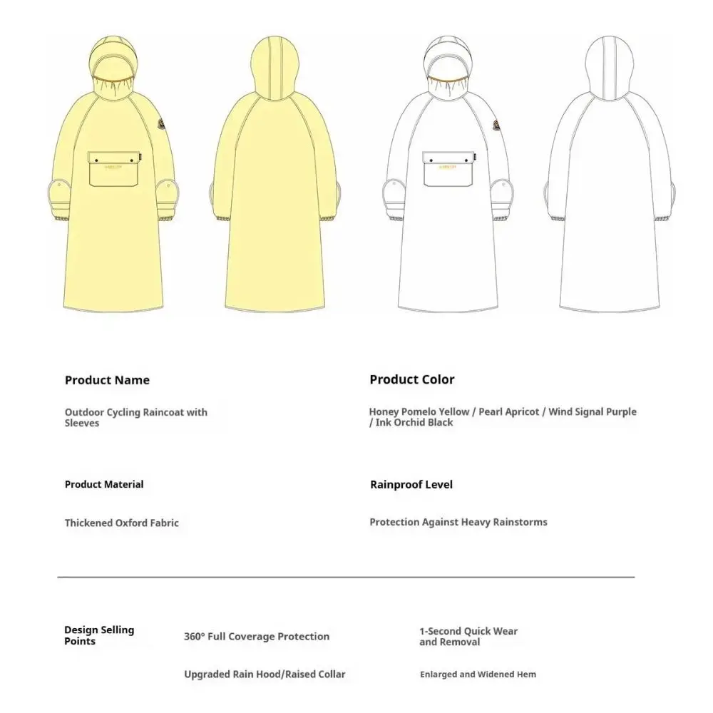 Poncho de pluie en EVA, tissu Oxford, manches double couche, imperméable intégral, grand bord, design réfléchissant, imperméable à capuche