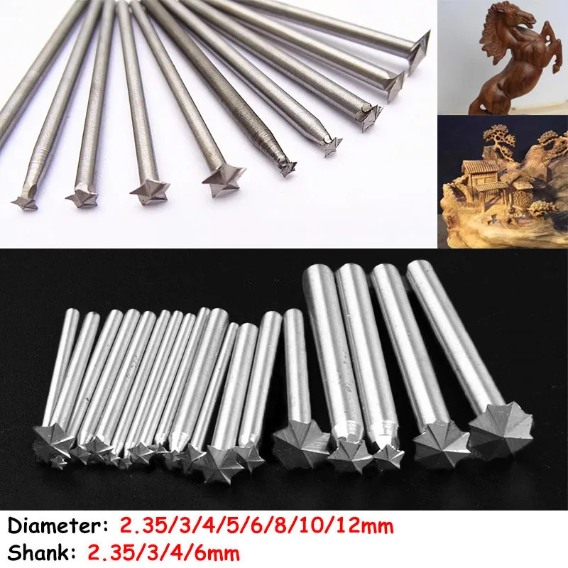 1-10pcs 2.35/3/4/6mm Shank 2.35/3/4/5/6/8/10/12mm HSS Multi-sheet Milling Cutting Knife for Dremel Rotary Tools Wood Carving