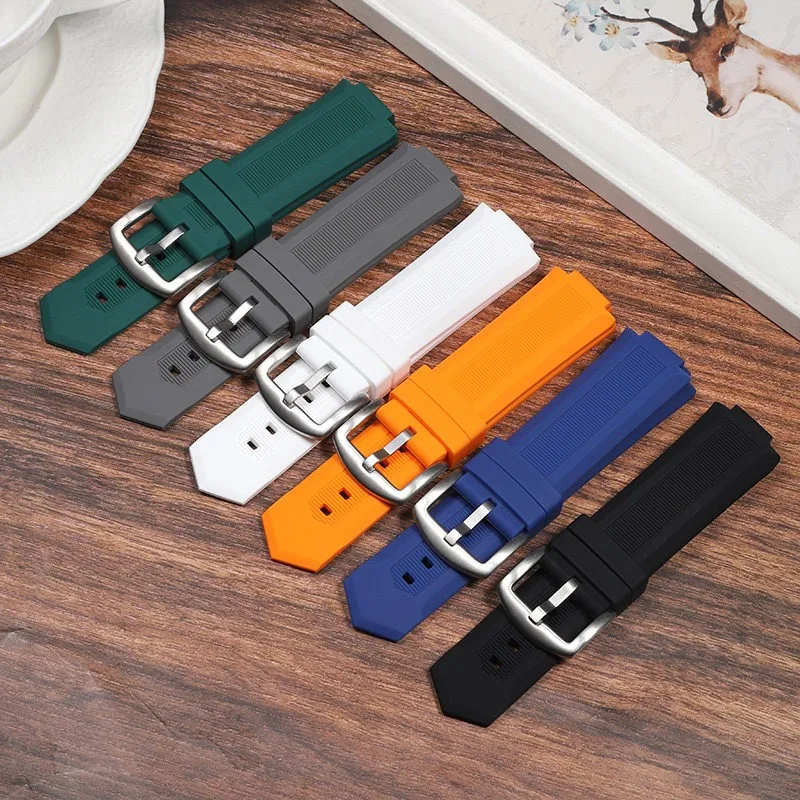20x12mm Silicone Replacement Watch Band, Special Curved End Strap for Tambour In Black Diving Smart Watch, Watch Accessories