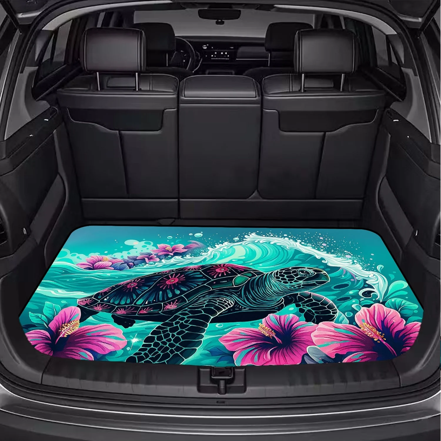 1pc Ocean Sea Turtle Print Car Trunk Mat Pet Mat, Keeps Car Interior Clean, Durable, Luggage Mat Pet Outing Mat, Car Carpet, Eas