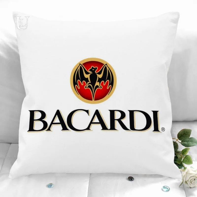 Wine Bacardi Logo Pillow Cover Cushion Cover 40x40cm Pillowcase Cushion Case Sofa Bed Home Decor Living Room Car Office