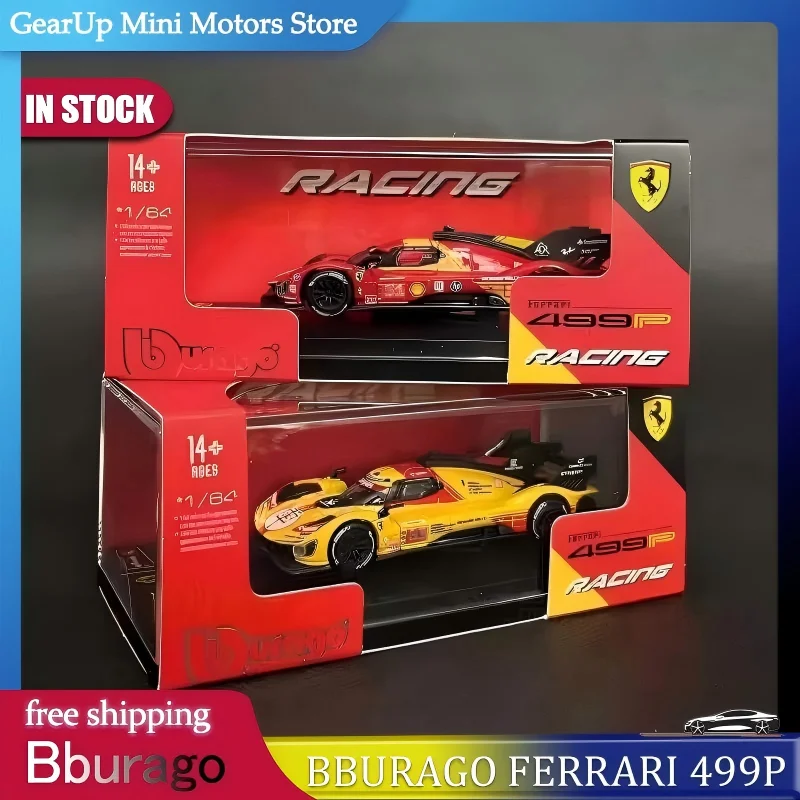 

Bburago 1:64 Ferrari 499P Le Mans 2024 # 83 # 51 литая под давлением модель автомобиля из сплава, 24-часовая гоночная команда WEC Hypercar, коллекционная мини-игрушка на складе