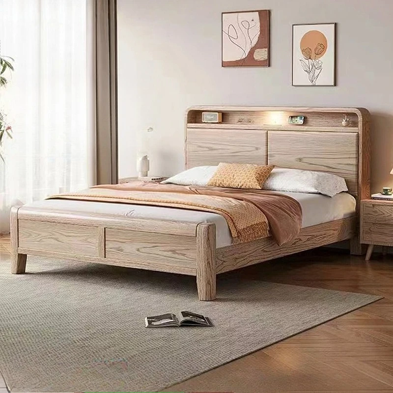 

Modern Minimalist Bed Mortise Tenon Structure Nordic Style Double Bed Luxury Design Letto Matrimoniale Bedroom Furniture