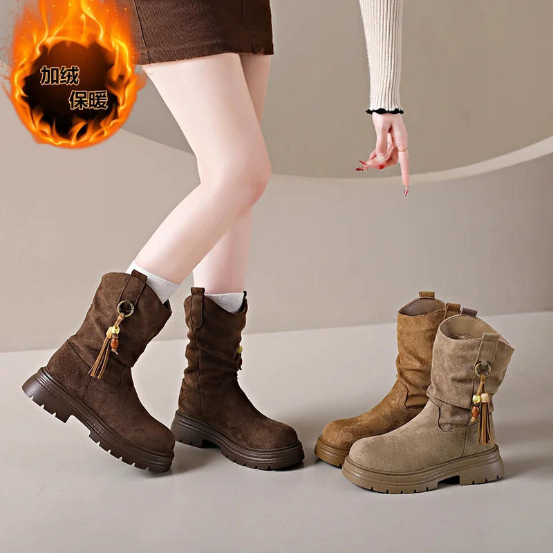 

2025 Autumn Comfortable Non Slip Outdoor Children's Short Boots Platform Fashion Suede Casual Chelsea Boots Girls Ankle Boots