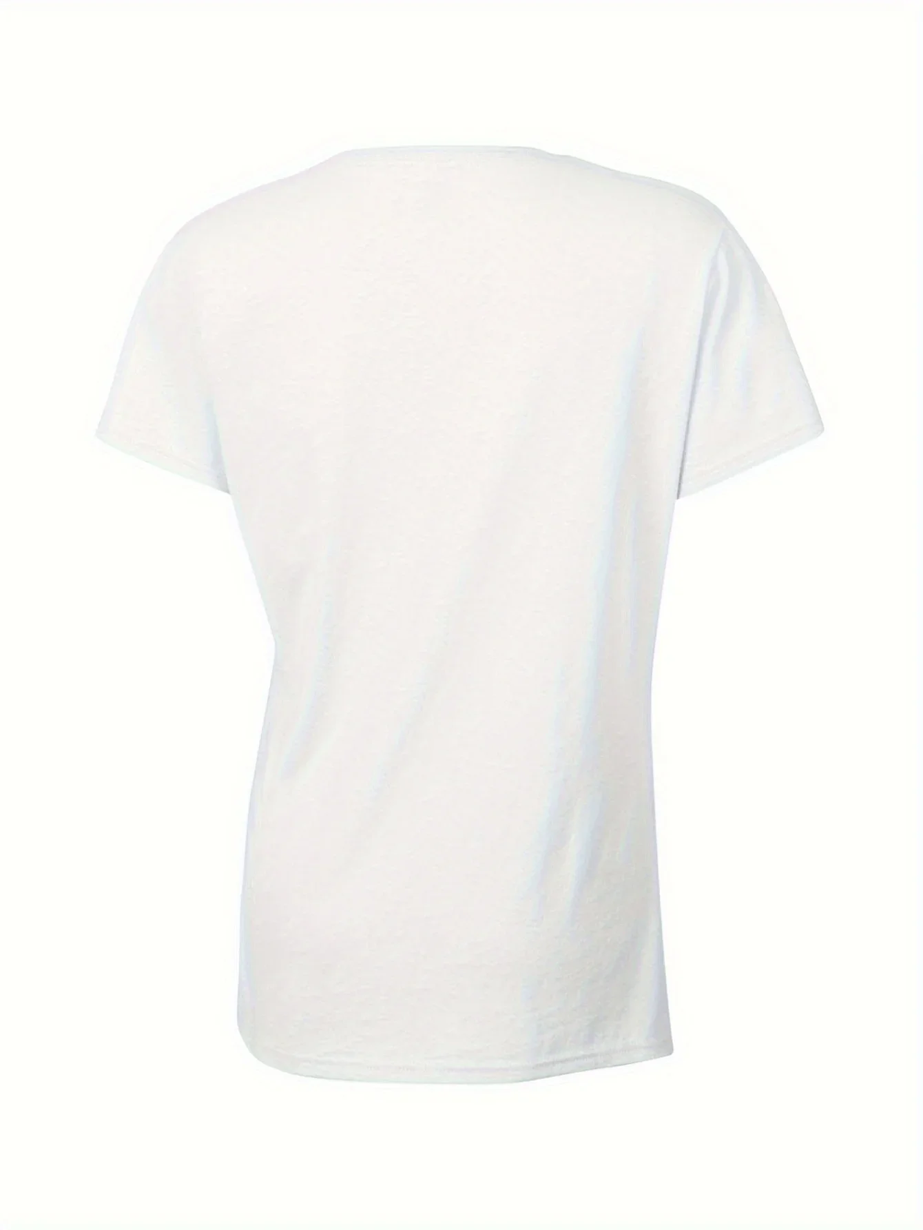 Camiseta informal con estampado de parches vaqueros en forma de corazón para mujerTop Y2k de manga corta con cuello redondo