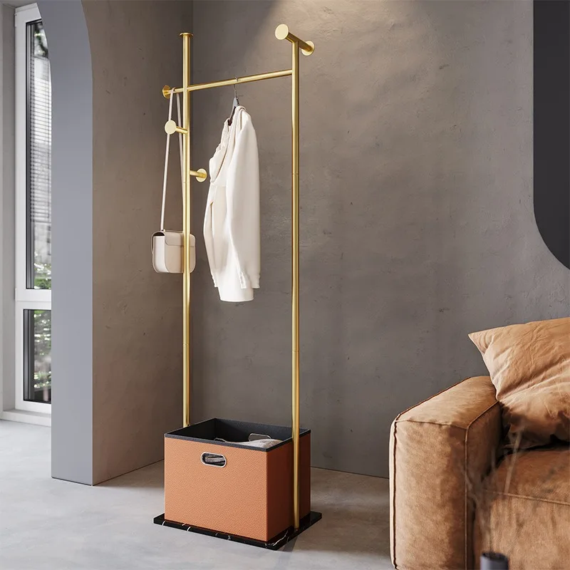 Light luxury Italian coat rack, bedroom home marble metal floor hanger, creative belt storage simple hanger