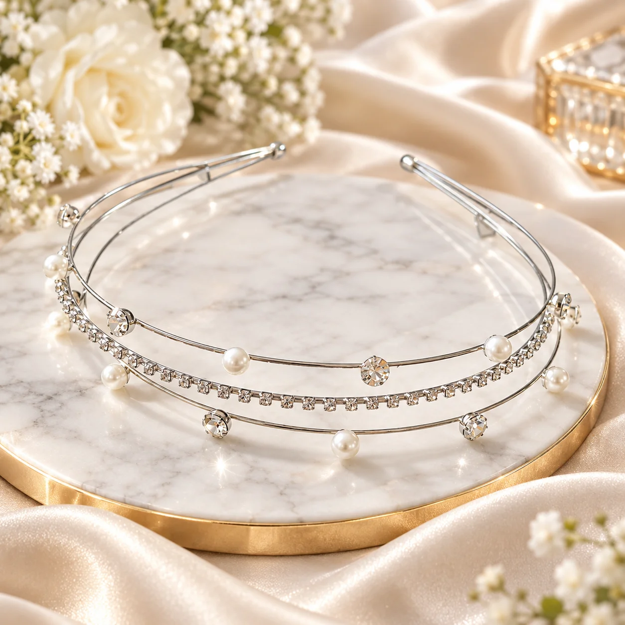 Diadema fina de doble capa con perlas de imitación y pedrería para mujer, diadema de metal plateado, accesorio para el cabello con perlas, sencillo y brillante, adecuado para adultos, para uso diario, citas, fiestas, banquetes, bodas, sesiones de fotos, ligero y versátil, no tira del cabello, horquilla, tocado para cabello largo y corto, accesorio de moda europeo y americano, exquisita decoración con cadena de pedrería, regalo de alta calidad y llamativo, adecuado para todas las estaciones, accesorio para vestidos de novia y damas de honor, tocado para sesiones de fotos de viajes y vacaciones, moderno y sencillo, nuevo estilo, accesorio para el cabello de gran demanda.