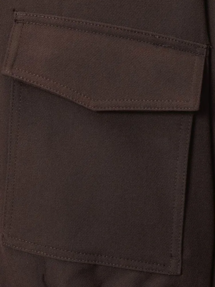 NLZGMSJ المرأة 2025 الخريف الملابس الأنيقة سترة خمر التلبيب طوق سستة كم كامل جيب معطف سيدة ملابس خارجية