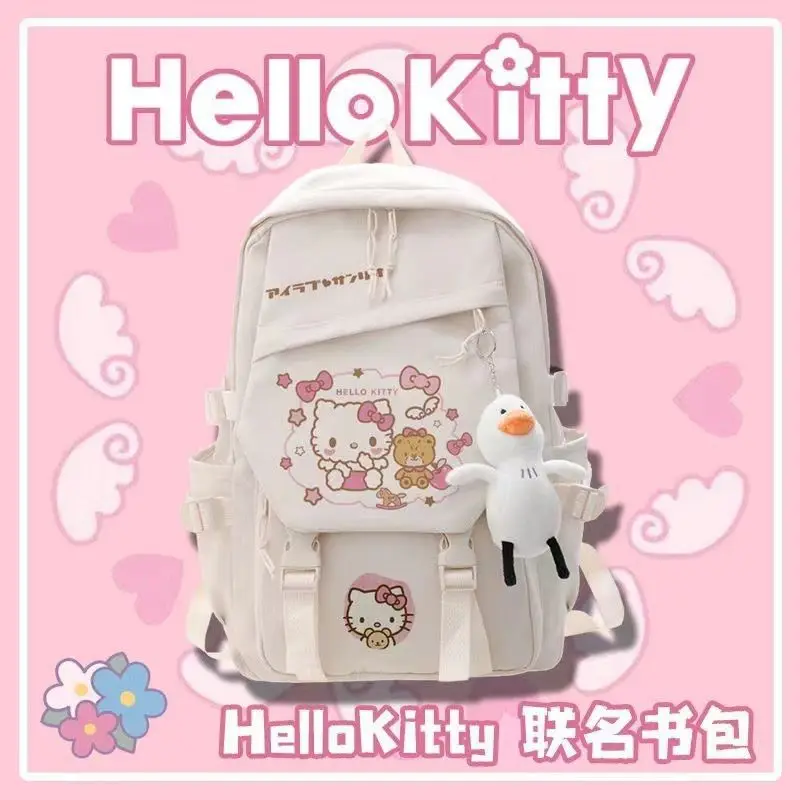 

New Cartoon Sanrio Kawaii HelloKitty Schoolbag Girl Student Pendant Backpack Personality Accessories Gift Send Sticker Keychain