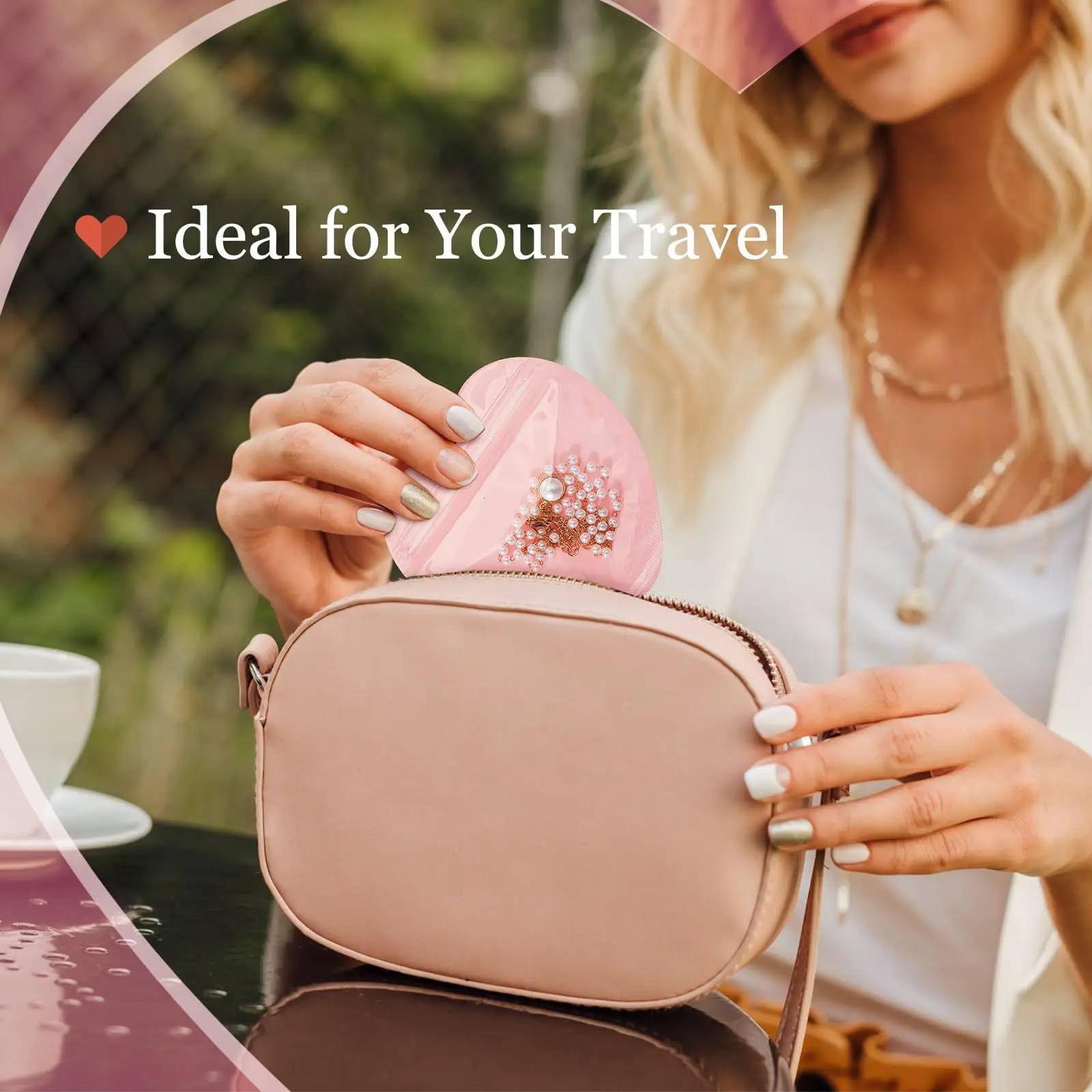 100-10 قطعة أكياس التعبئة والتغليف الوردي على شكل قلب عيد الحب أكياس المجوهرات الصغيرة أكياس شفافة قابلة للإغلاق حفل زفاف عيد ميلاد