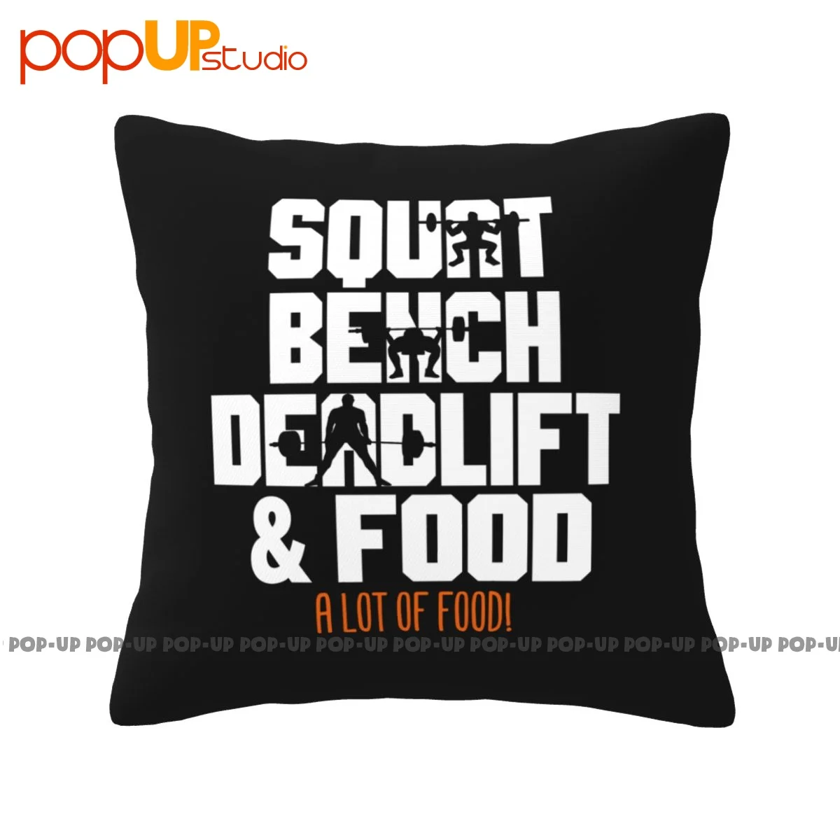 Terse Squat Bench Deadlift And Food Powerlifting Fitness Pillowcase Throw Pillow Cover Vintage Decorative Pattern Decor