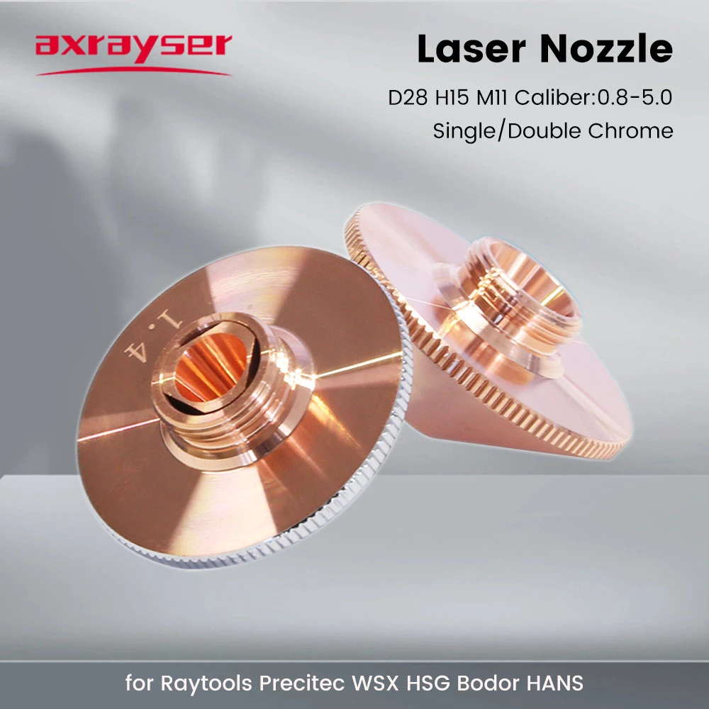 

Axrayser 10pcs Type A Laser Nozzle Dia.28 H15 M11 Caliber 0.8-6 Single Double Layers for Precitec WSX Fiber Laser Cutting Head