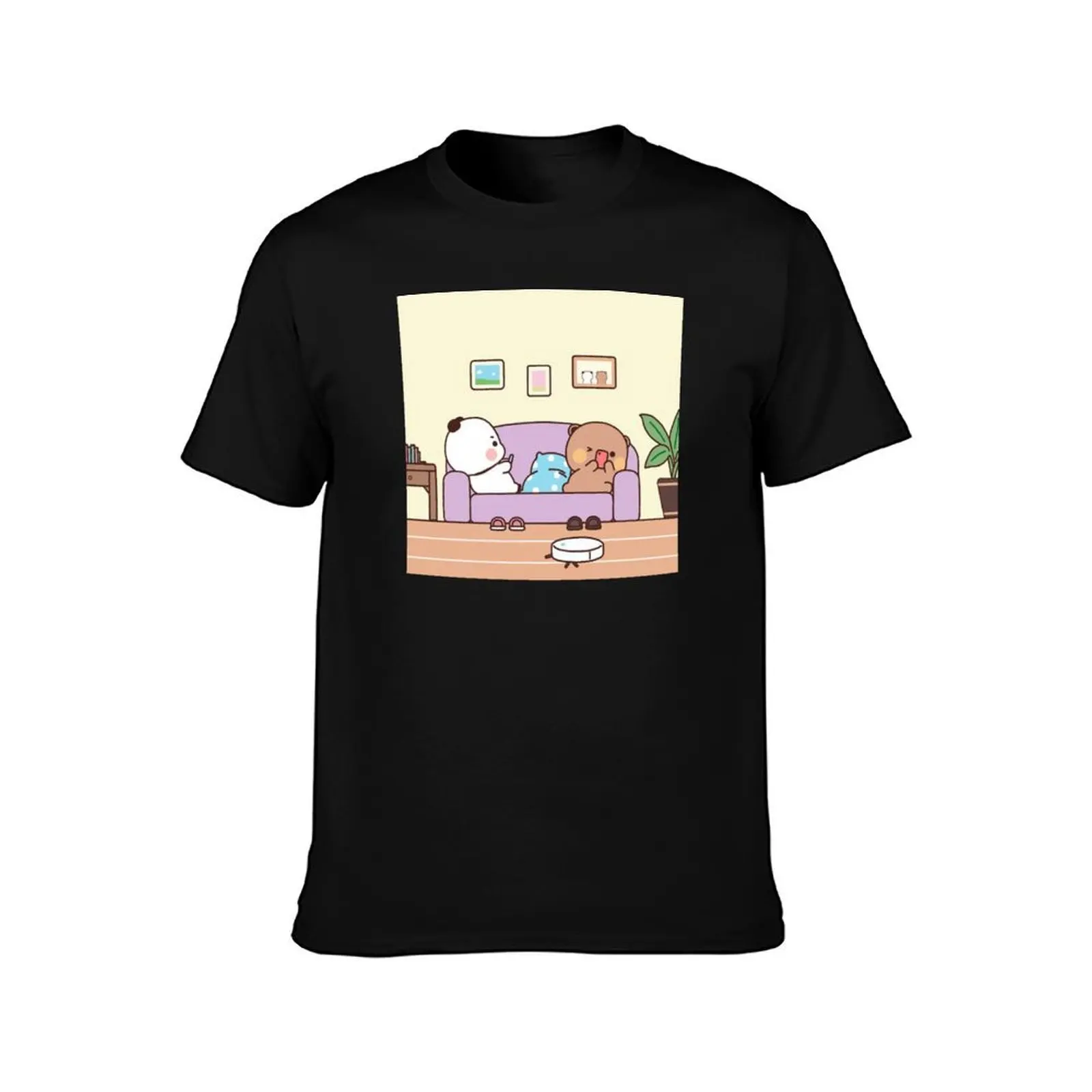 Dudu Couple Lover In Sofa Relaxing T-Shirt All Match Basic Short Sleeve Top T-Shirt