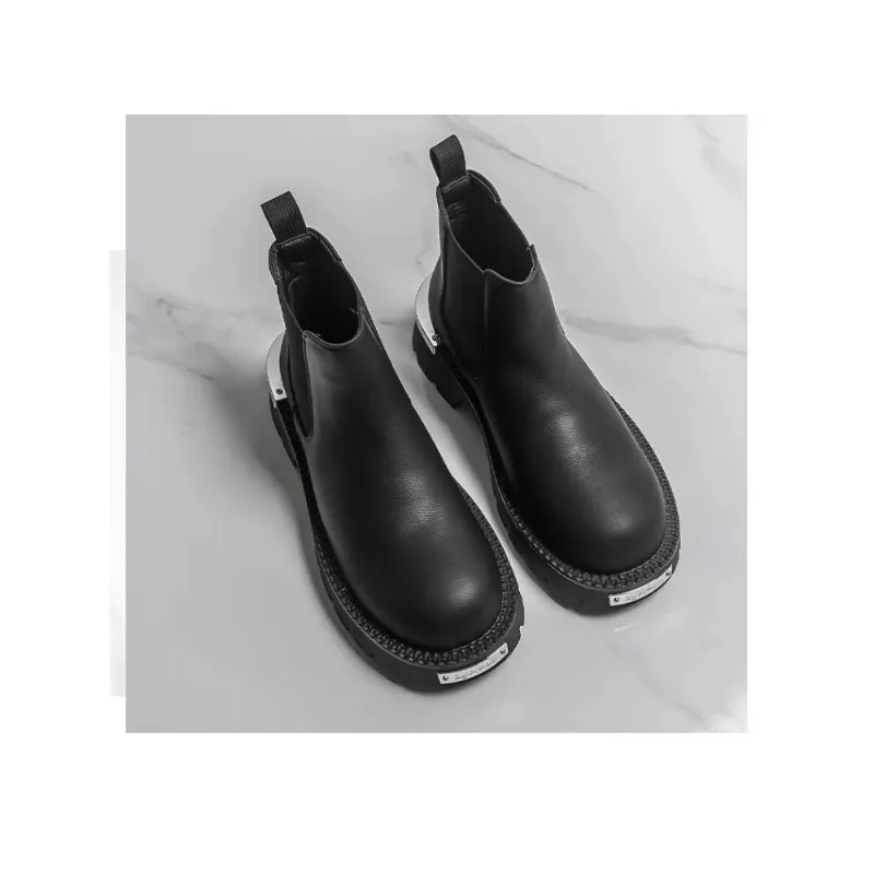 

New Men's and Women's Punk Boots High Street Punk Style Men's and Women's Lace-up Platform Metal Women's Boots Motorcycle Boots