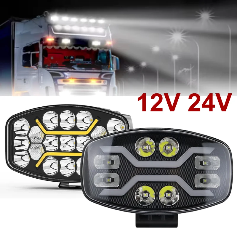 QIDEWIN 1PCS Work light 12v 24V 10 INCH EURO TRUCK TOP LIGHT GRILL BUMPER LIGHT LED DRIVING LAMP SPOTLIGHT WITH POSITION LIGHT