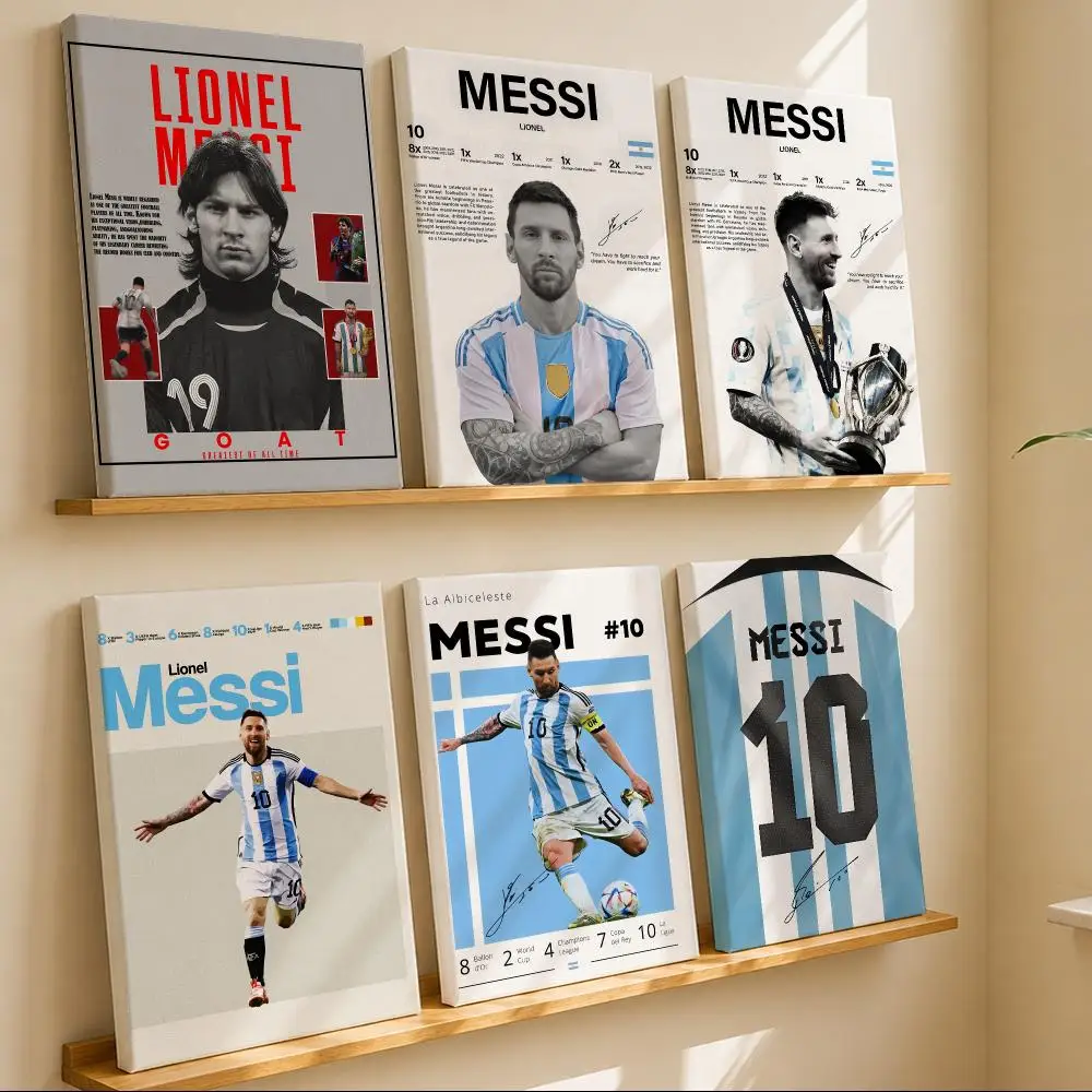 Legendary Footballer M-Messi Framed Wall Painting Wooden Framed Canvas Poster Wall Art HD Waterproof Print Home Decor