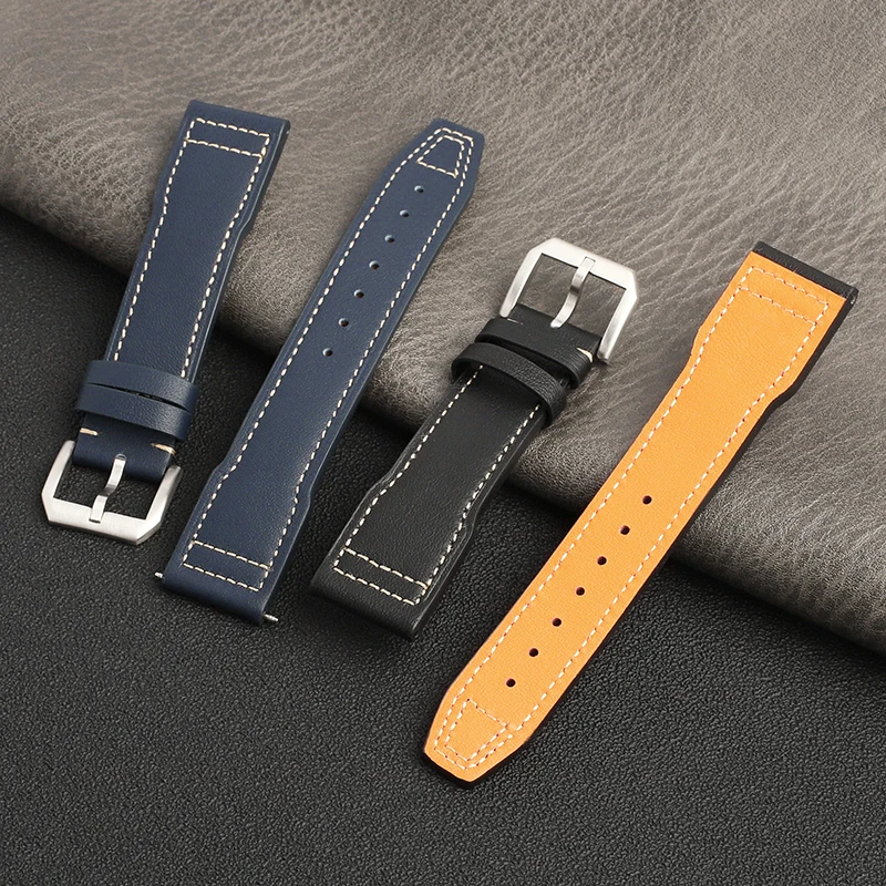 Genuine Leather Watch Strap 20mm 21mm 22mm Black Coffee Blue Watchband for IWC Pilot Portugieser Portofino Cowhide Bracelet Belt
