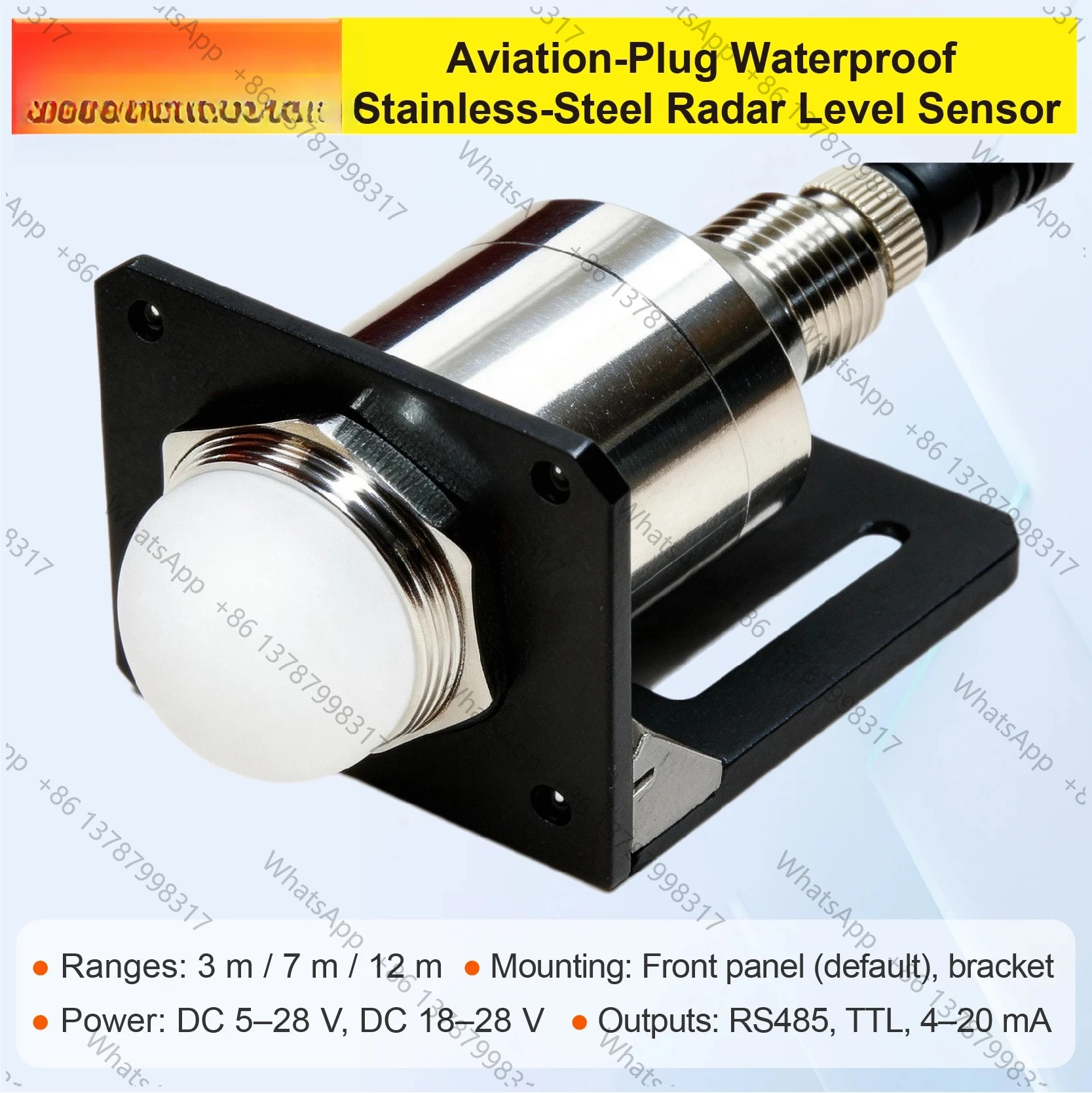 80GHz Radar Level Sensor 3‑12m 4‑20mA RS485 Stainless Steel Waterproof Aviation Plug Design for Reservoir Use