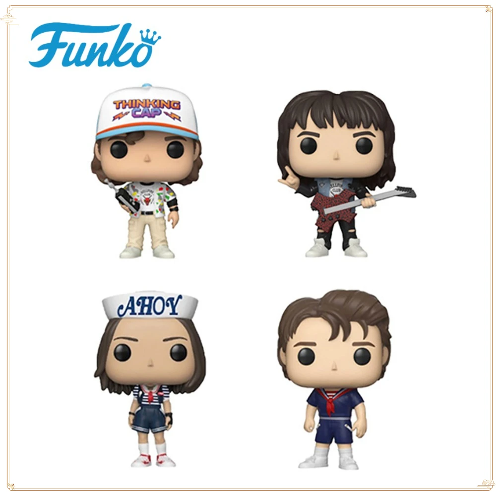 FUNKO POP Stranger Things Toy Action Figures Christmas Collection Cute Desktop Decor Doll Dustin Robin Steve Eddie Handmade Gift