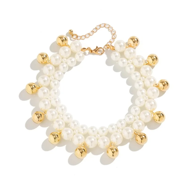 

Плетеный браслет с кисточками из искусственного жемчуга, европейская и американская летняя мода, пляжный отдых на берегу моря, украшения телесного цвета для ног