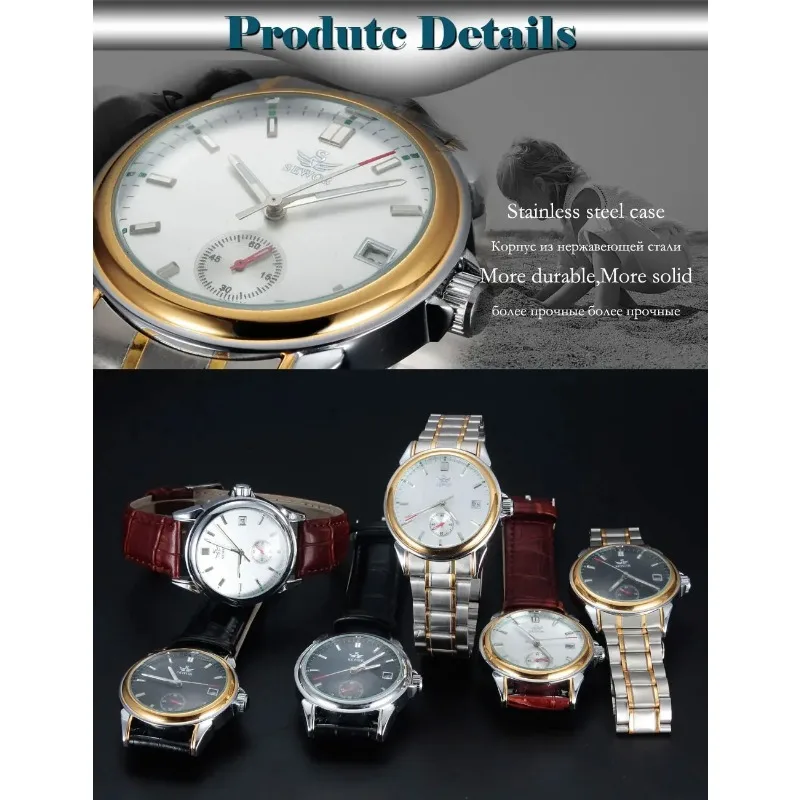 Sewor Watch Men Fashion Business Watches Auto Date Automatic Mechanical Wristwatches Men Small Seconds Reloj Hombre 2023 - view 6