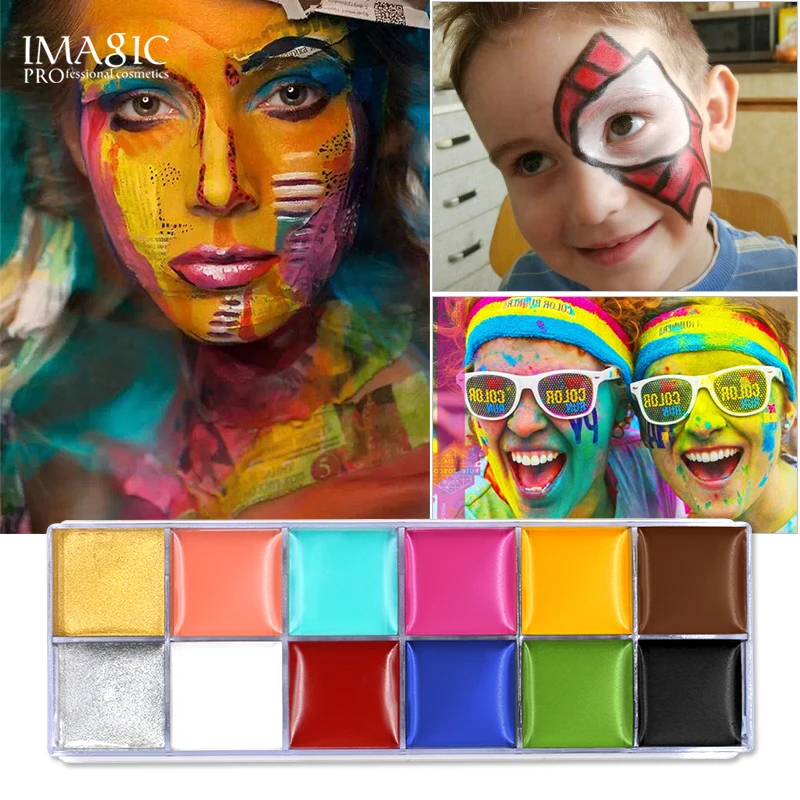 IMAGIC 12 couleurs Flash tatouage visage corps peinture à l'huile Art utilisation dans Halloween fête robe fantaisie outil de maquillage de beauté