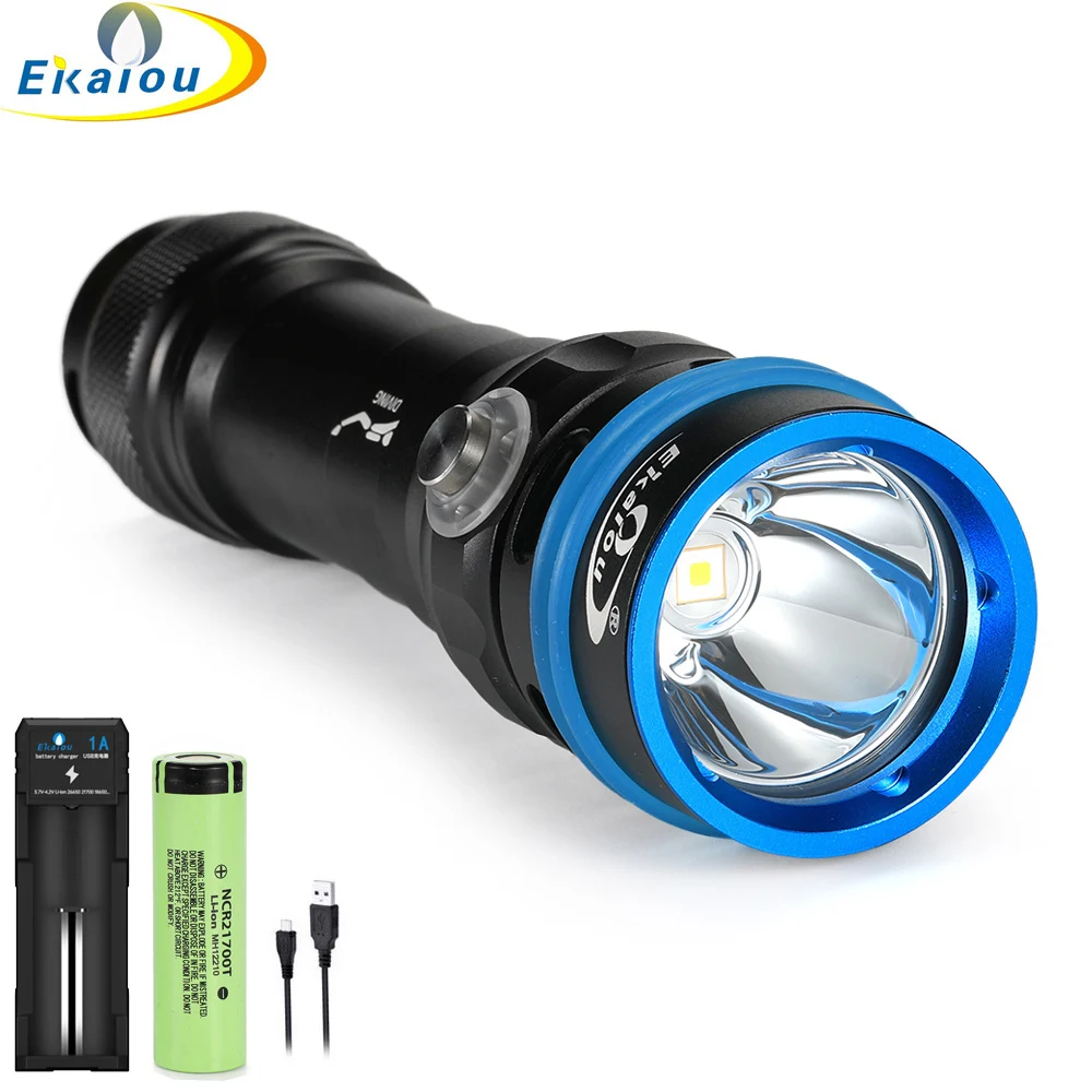 New SFT40 LED White / Yellow Light Profession Diving Flashlight Underwater 150 M Waterproof night Dive Camping lighting lantern