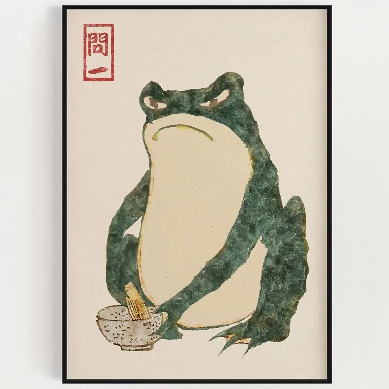 1pc Canvas Painting frameless Japanese Frog with Umbrella Poster, Art Print Home Decor Frameless Canvas Art Wall Decoration Post