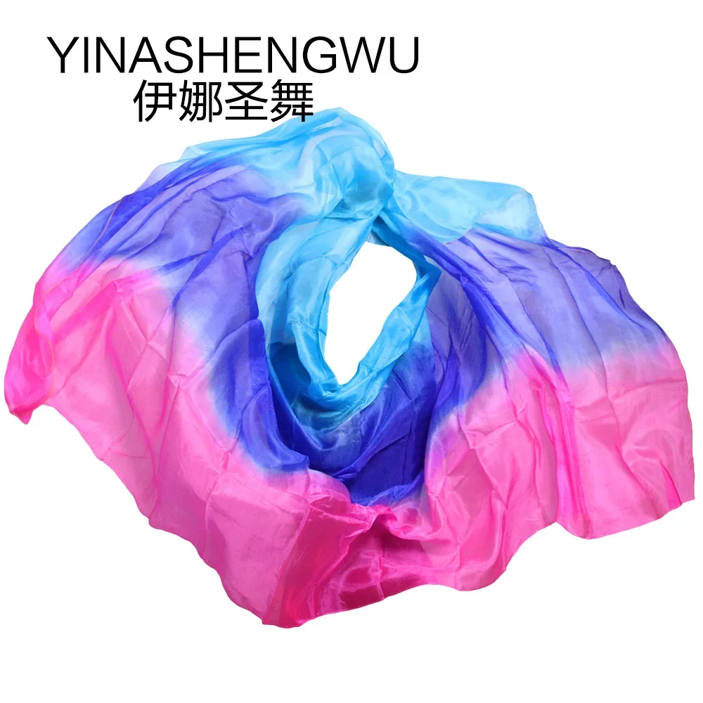 

100% Silk Belly Dance Veils Shawl Scarf Belly Dance Practice Performance Silk Veils turquoise+purple+rose
