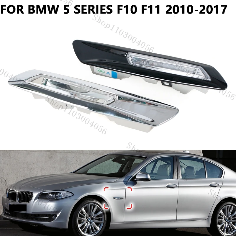 

Car Turn Signal Accessories For BMW 5 Series F10 F11 2010-2017 Front Side Marker Light Fender Light Bright Black 63137154168