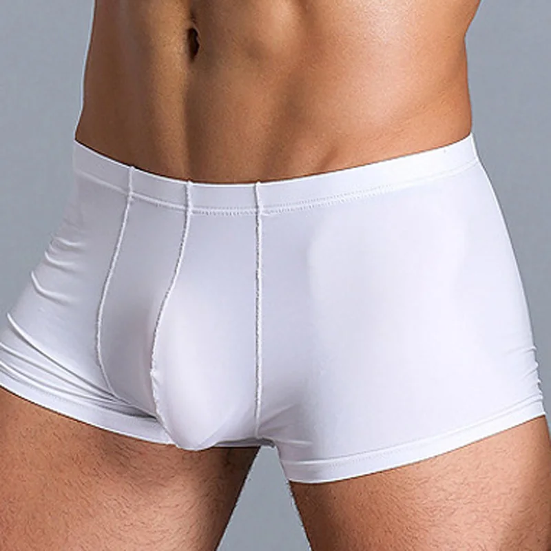 Calzoncillos elásticos transpirables para hombre, ropa interior sólida, ultrafina, suave, Sexy, seda de hielo, natación, cómoda