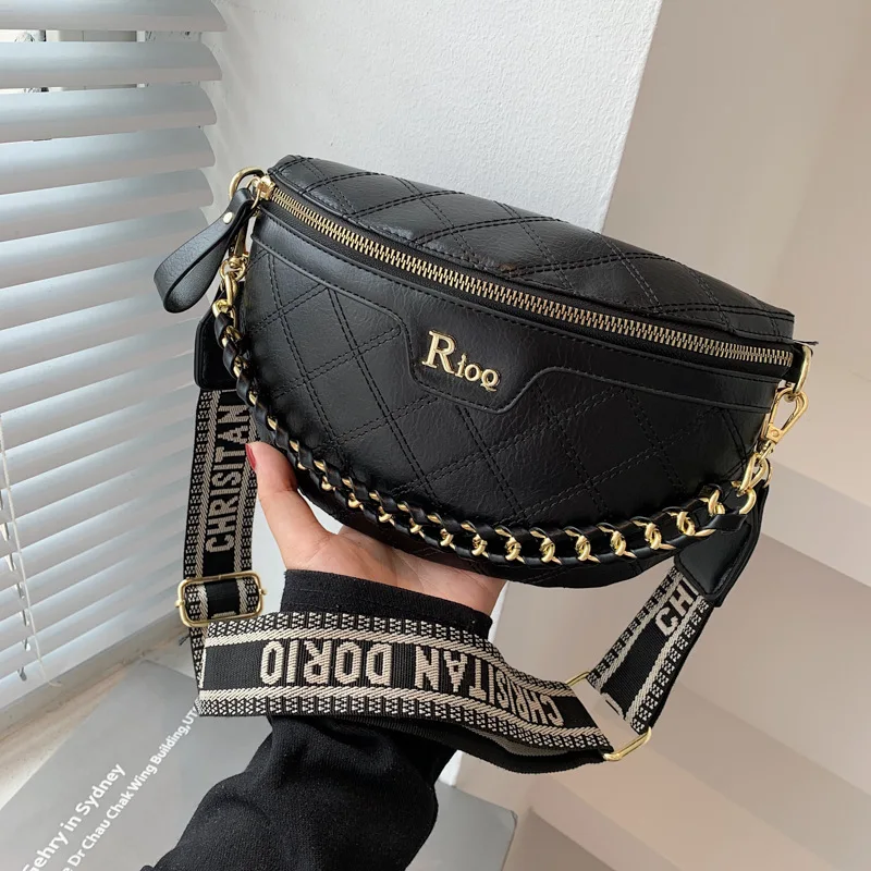 

2025 Trendy Waist Bag for Women Stylish Chain Strap Crossbody Embroidered Shoulder Purse Fashionable Ins Inspired Handbag