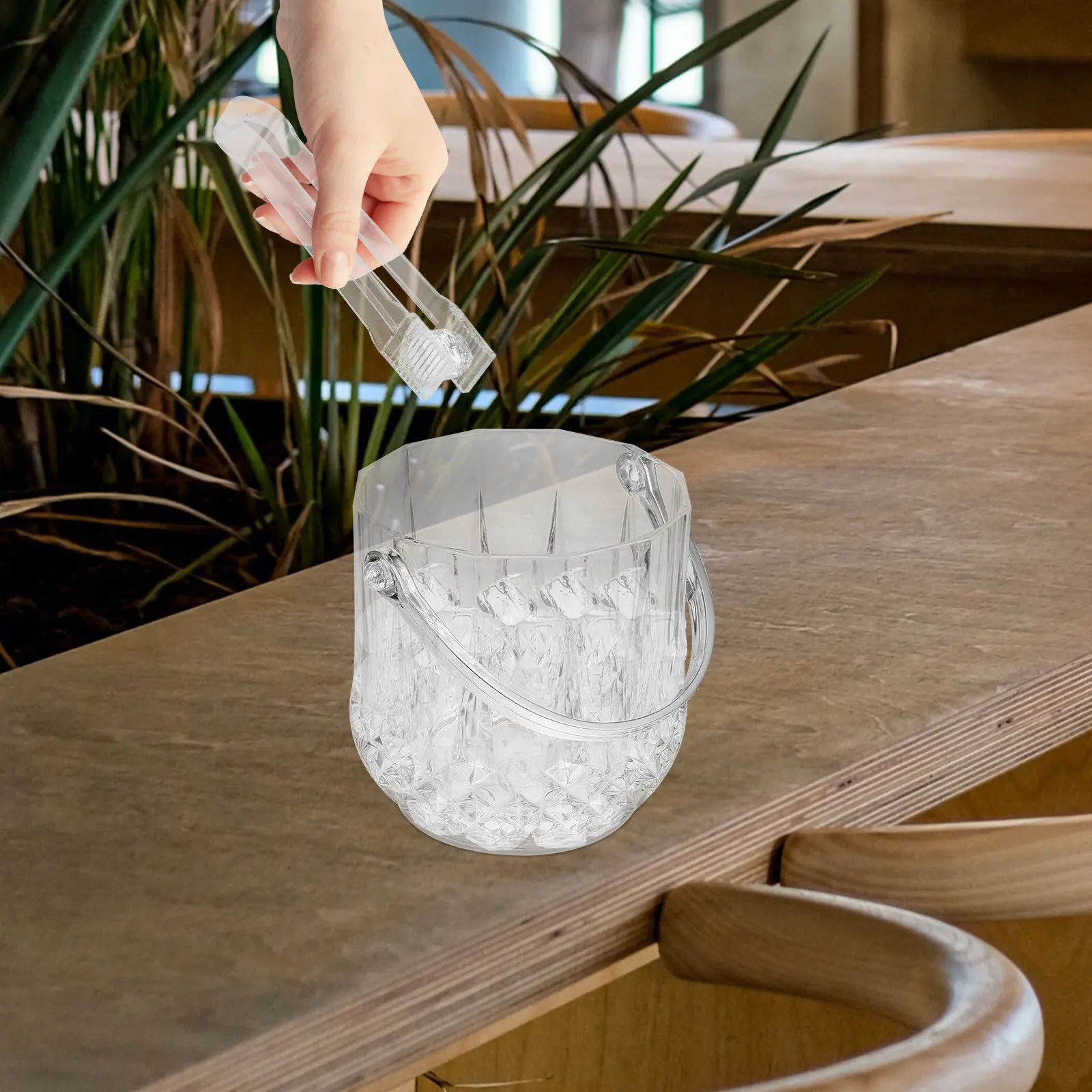 1 Juego de cubitera portátil con clip para cubitos de hielo, transparente, resistente, de gran capacidad, para fiestas, bares, banquetes, vino, cócteles, refrigeración