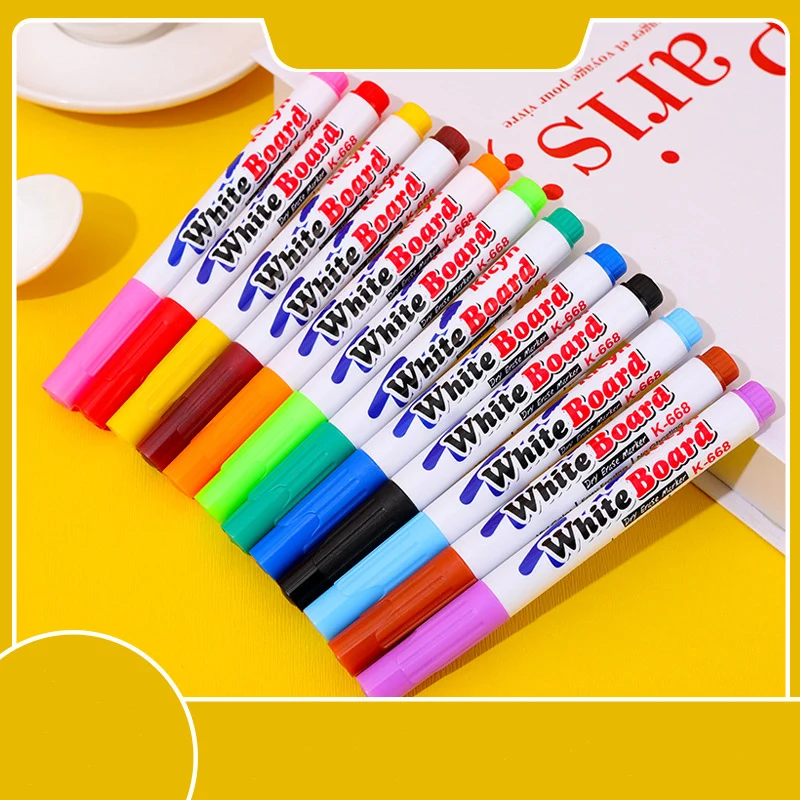 12 Colors Magnetic Whiteboard Marker Pen Set Graffiti Erasable Children Art White Board Pencil Blackboard Lettering Stationery