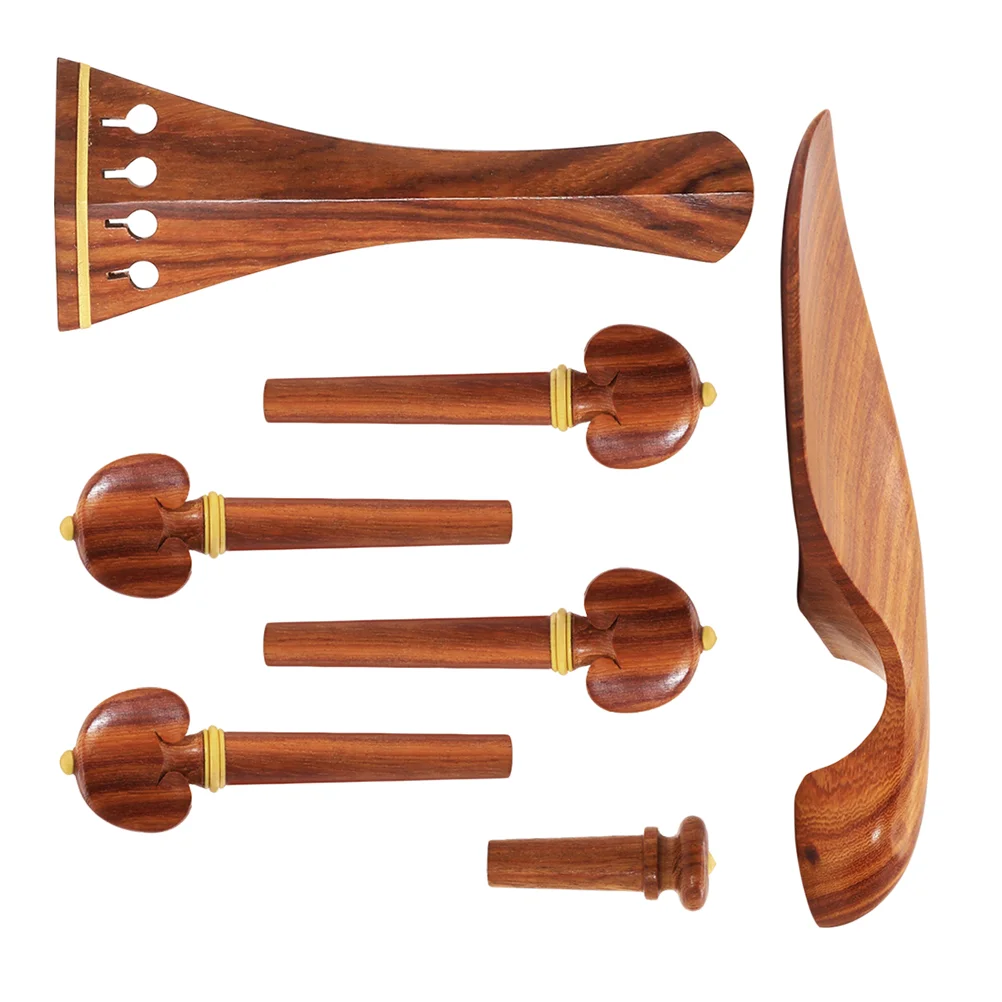 1 Set 4 4 Violin Spare Parts Jujube Wood Tailpiece Chinrest Peg Endpin Kit Elegant Design Comfortable Well Polished Prevent