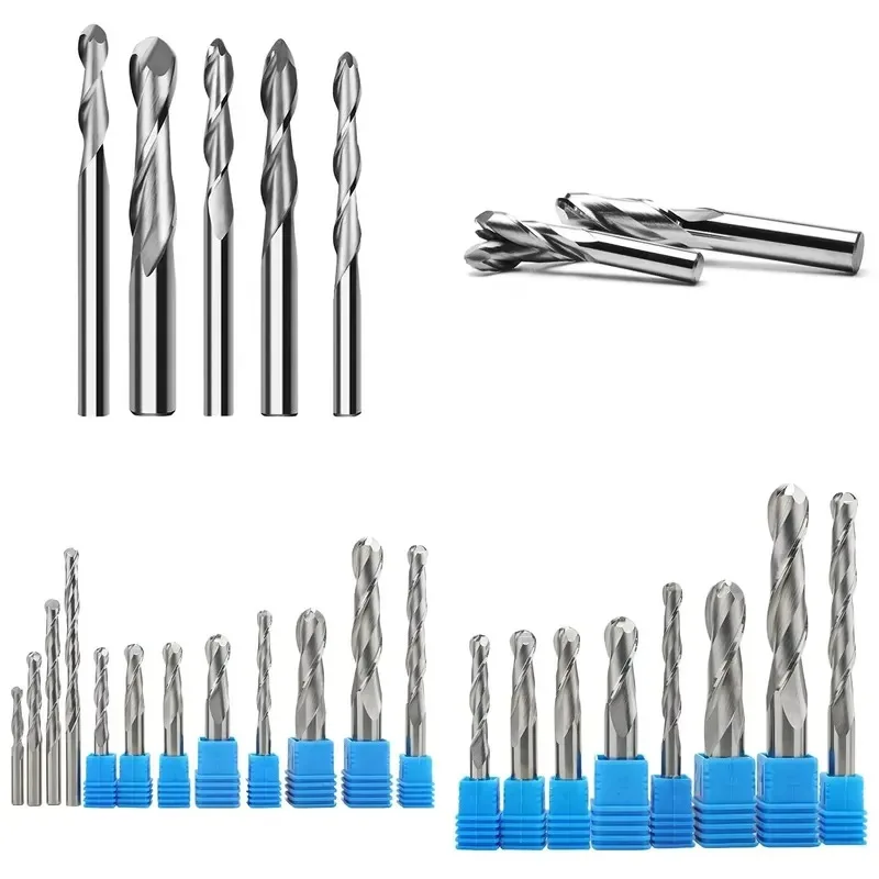 AlTin Coated Ball Nose End Mill 3D Furniture Router Bits Solid Carbide Milling Cutter for Detailed Contouring 3.175-8mm Shank