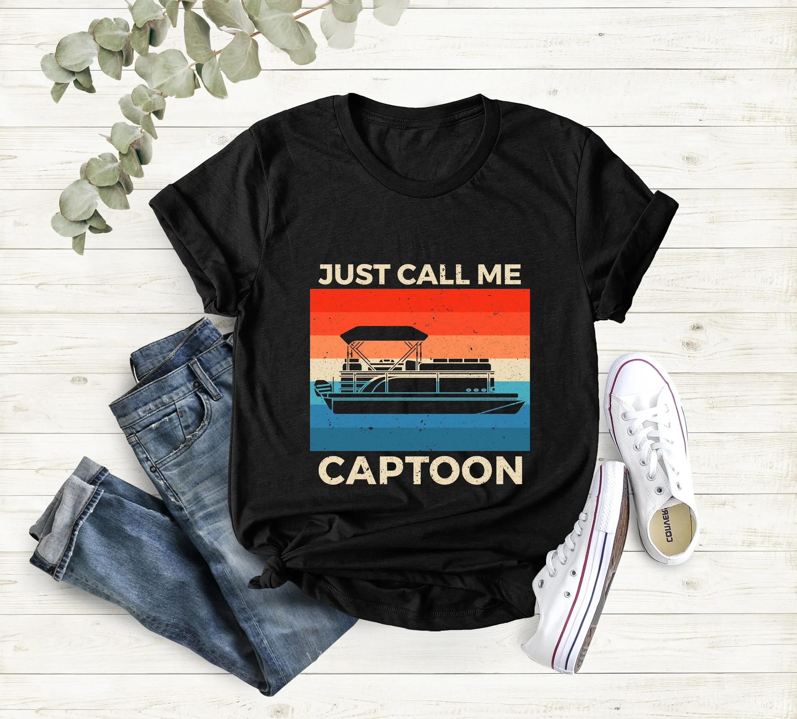Funny Pontoon T Shirt Retro Vintage Boat Boating for Owner Lake Lover Dad Grandpa Captain