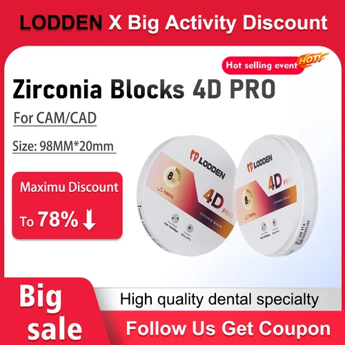 Bloque de circonio 4D PRO disco de circonio multicapa 98mm sistema abierto de 8 capas Vita 16 colores para Material de laboratorio Dental CAD/CAM
