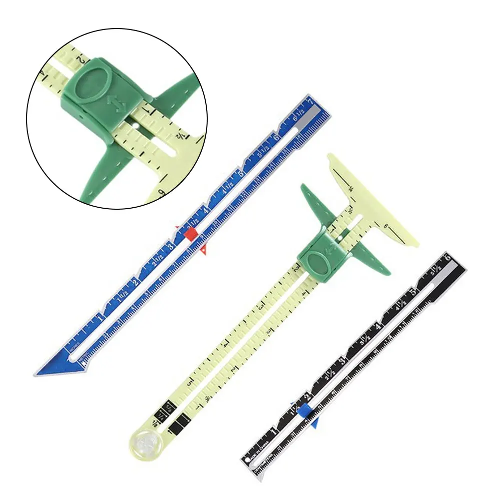 Sewing Tool Set 3 Piece Adjustable Sliding Gauge for Seam Allowance Hem Marking T Square and Buttonhole Spacing