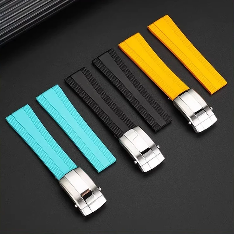 For Breitling Super Ocean Avenger Yellow Wolf Blackbird Mechanical B01 Timing Fluororubber Watch Band Rubber Bracelet Strap22mm