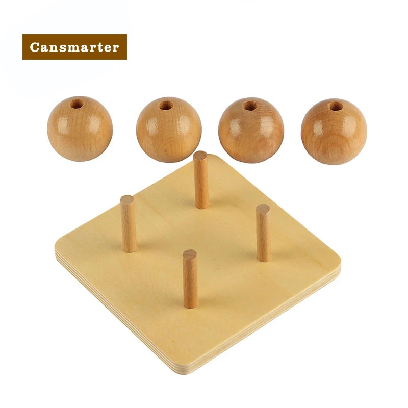 Montessori Kid Toy High-Quality Wooden Material Four Balls On Small Pegs For Early Training Learning Education Toys for Children