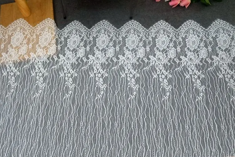 wide 150cm x length 300cm off white african eyelash embrioded lace fabric high quality lace wedding dress lace accessoires