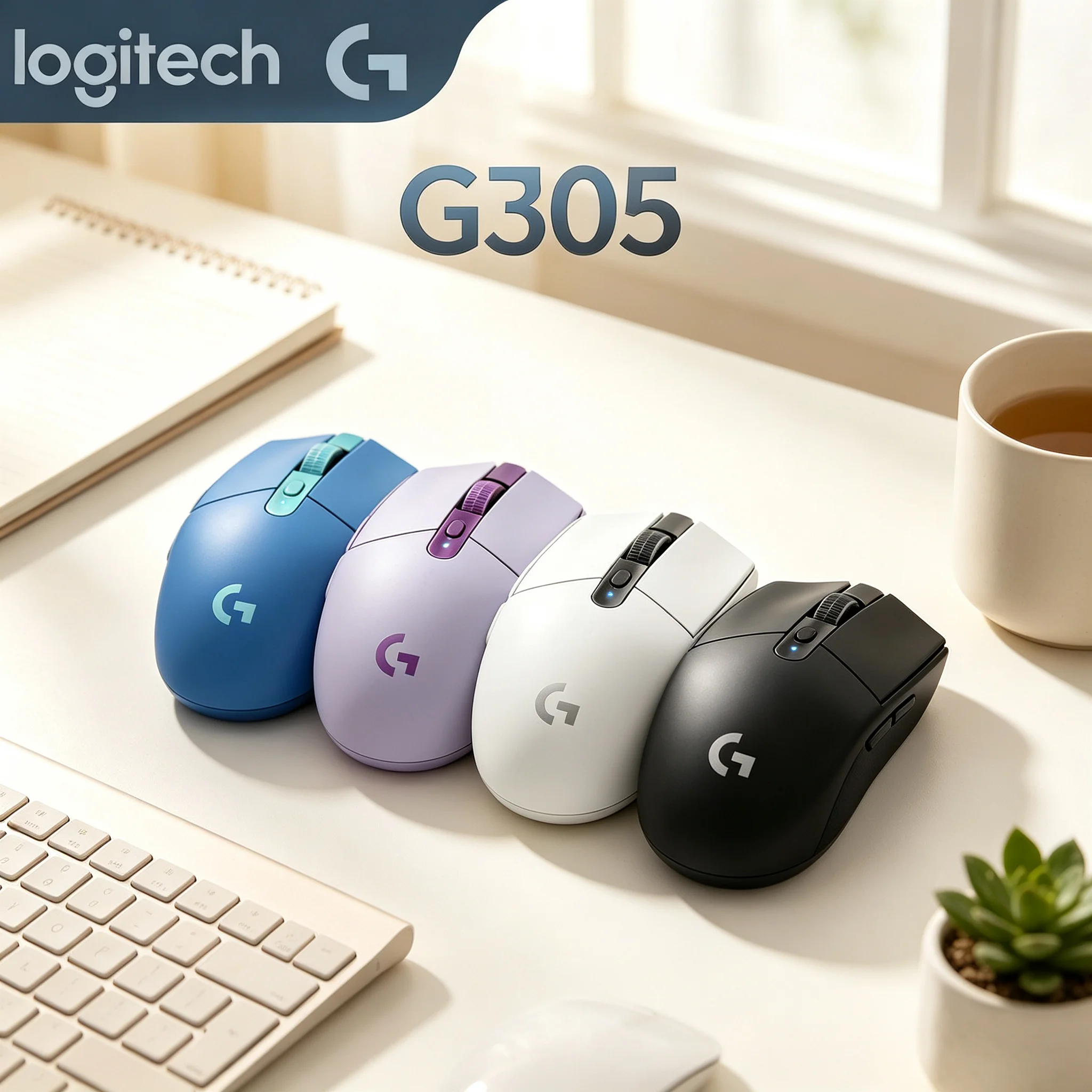 Logitech G305 2.4G Wireless Optical Gaming Mouse Replaceable Battery Design 6 Remappable Buttons Mice For Long‑Time Gaming & Off