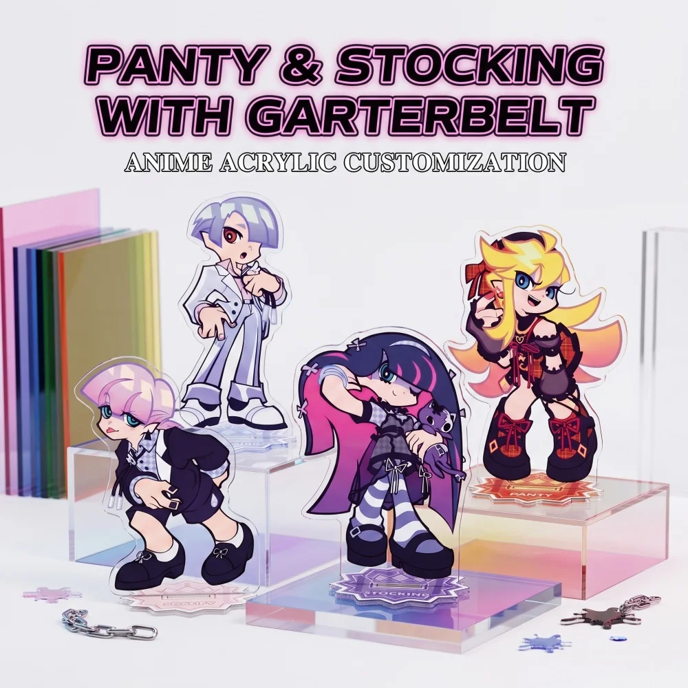 Anime Panty And Stocking With Garterbelt Acrylic Stand Keychain Panty Stocking Brief Cute Figure Custom Made