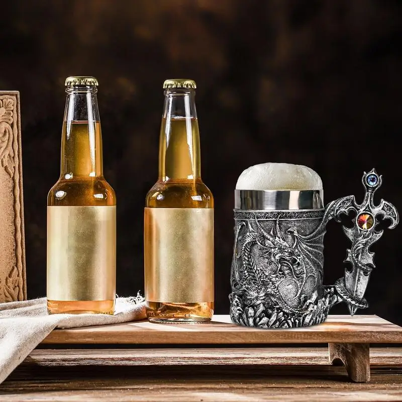 

Dragons Coffee Mug 600ml Travel Mug With Medieval Dragon Pattern Vintage Coffee Mug For Beer Coffee Water Tea Hot Chocolate