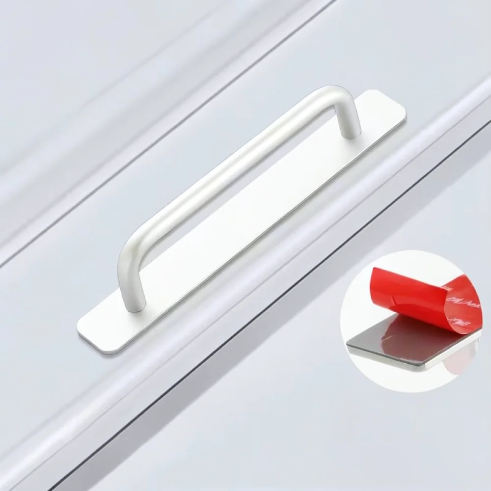 Aluminum Alloy Door Handle Minimalist Cabinet Knobs Punch Free Drawer Pulls For Home Furniture Wardrobe Kitchen Decoration