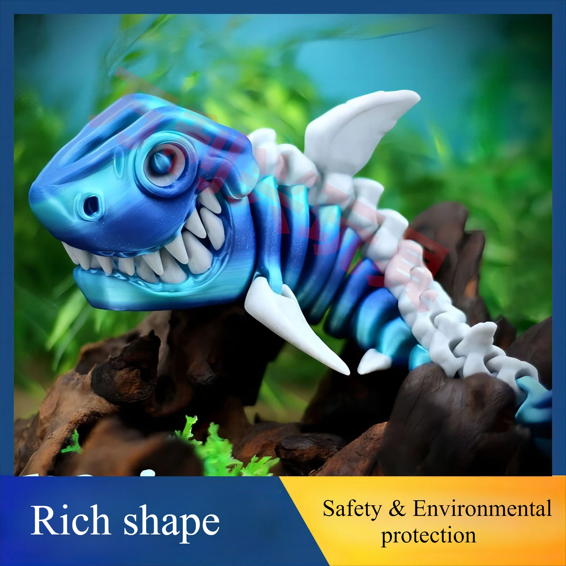 ثلاثية الأبعاد مطبوعة الطفل القرش ، الهيكل العظمي التمساح نموذج الهيكل العظمي صوتها كامل المنقولة هدية عيد ميلاد الحيوانات واقعية ديكور سطح المكتب #2