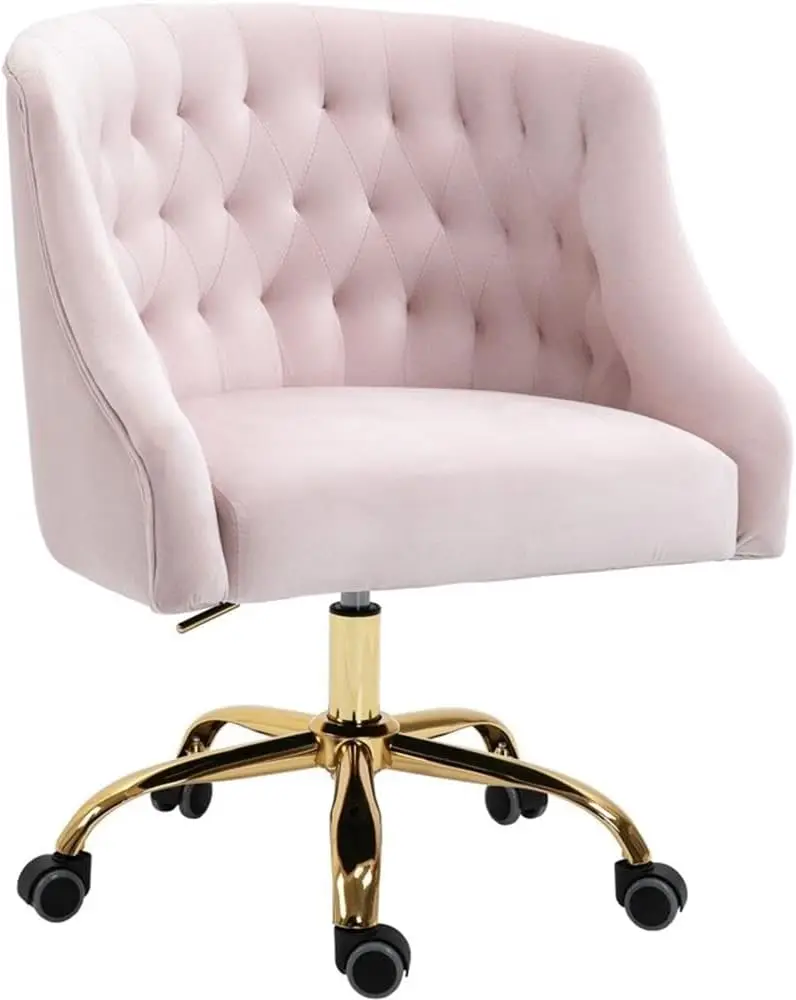 

161Pink Arden Collection Modern | Contemporary Velvet Upholstered Swivel And Adjustable Office Chair With Button Tufting And