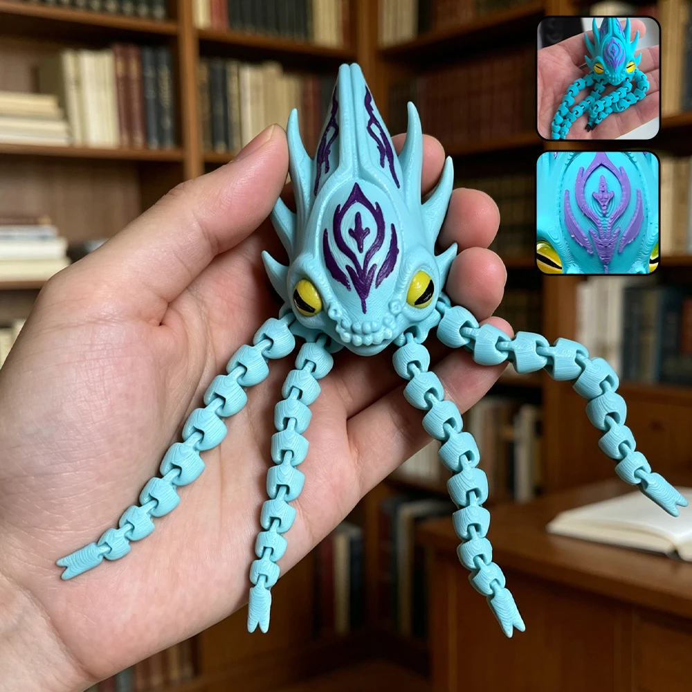 2026 Flexible Articulated Bloop Sea Monster Figure 3D Printed Movable Joint Horror Ocean Beast Collectible Decor for Hobby Fans view 3